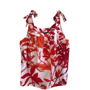a.n.a Red and White Floral Tank Top